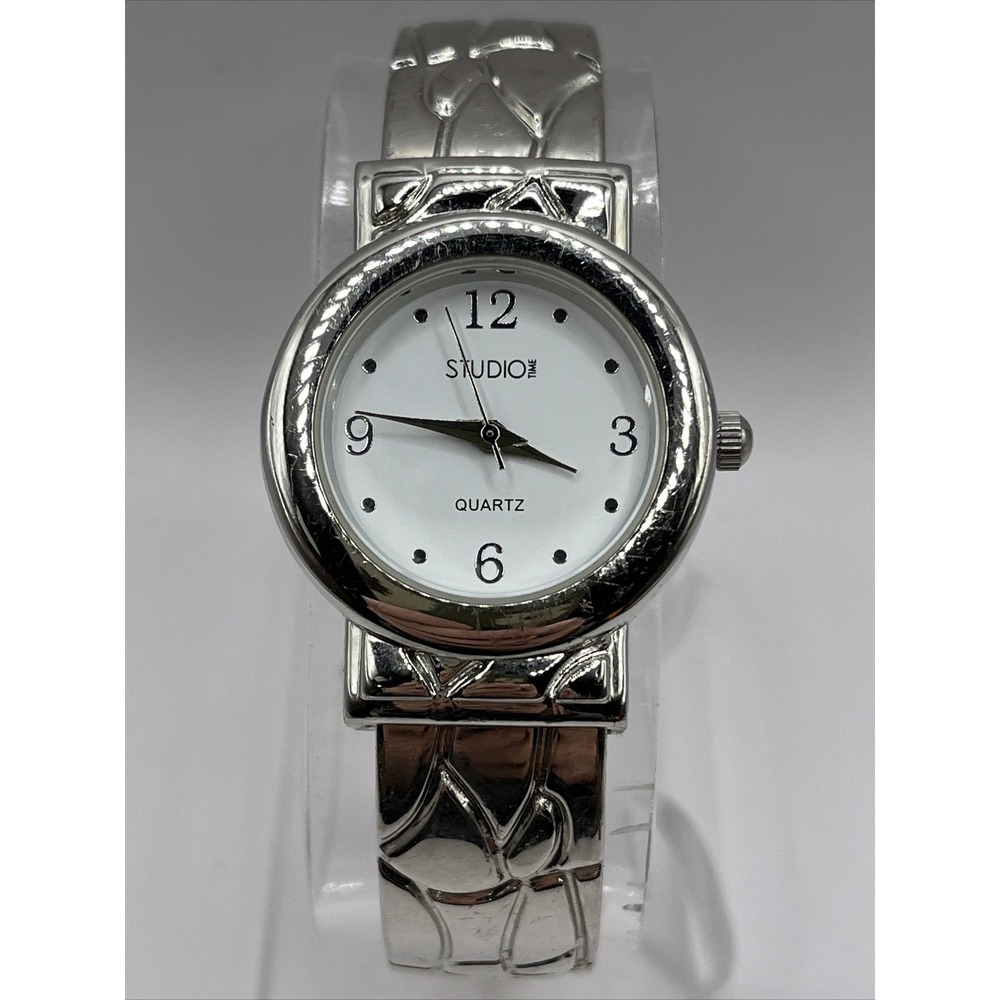 Studio Time Women's Quartz Bangle Watch Silver Tone- New Battery‎